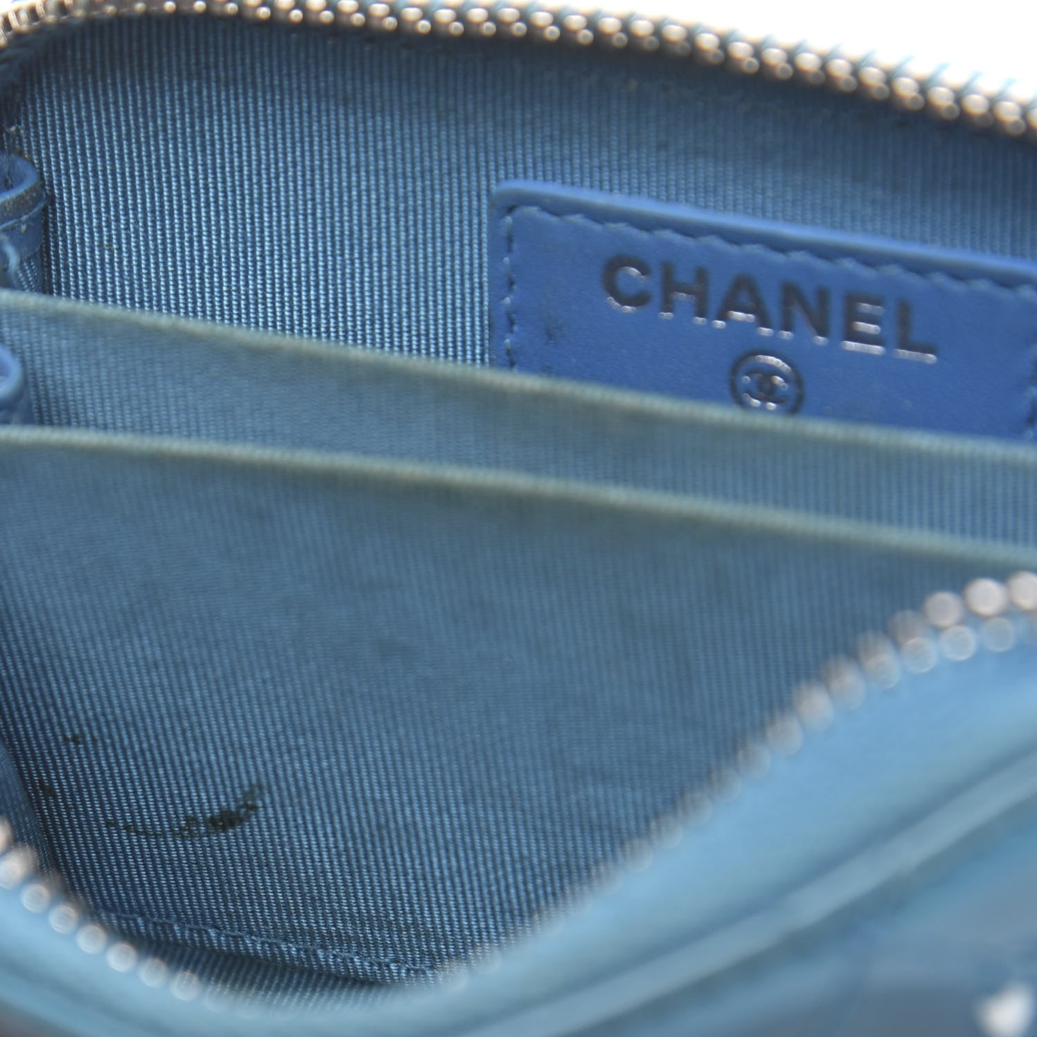 Chanel Patent Calfskin Quilted Zip Coin Purse Blue 11 of 11
