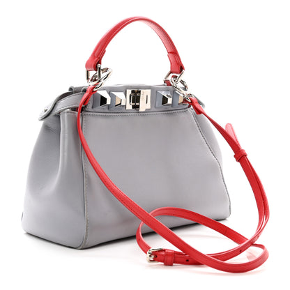 Fendi Nappa Studded Mini Peekaboo Iconic Satchel Grey Multicolor 3 of 12