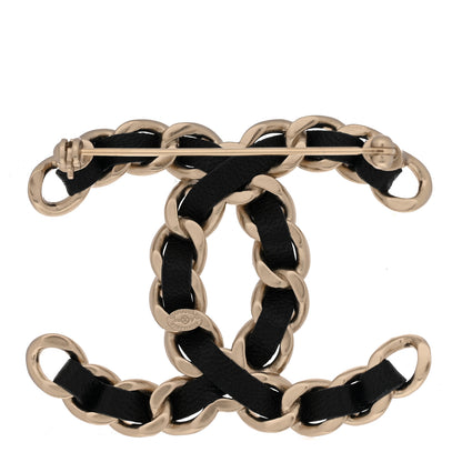 Chanel Lambskin Chain CC Brooch Black Gold 3 of 5