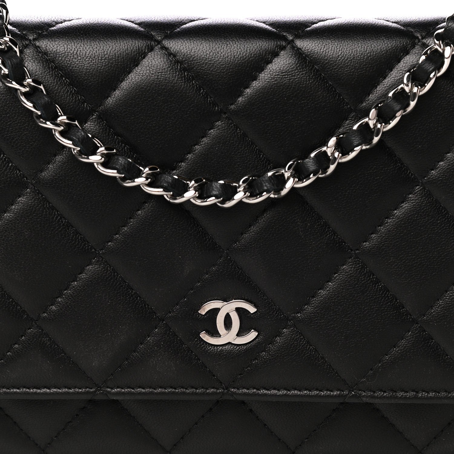 Chanel Lambskin Quilted Wallet On Chain WOC Black 8 of 10