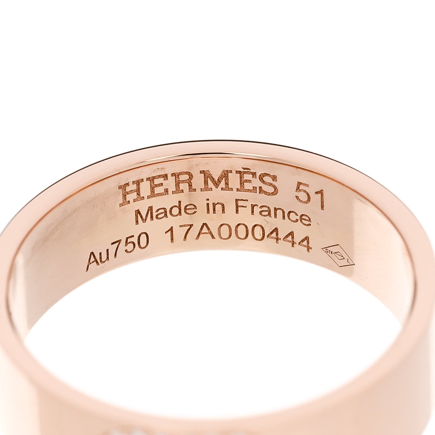Hermes 18K Rose Gold Diamond PM H D'Ancre Ring 51 5.75 4 of 5