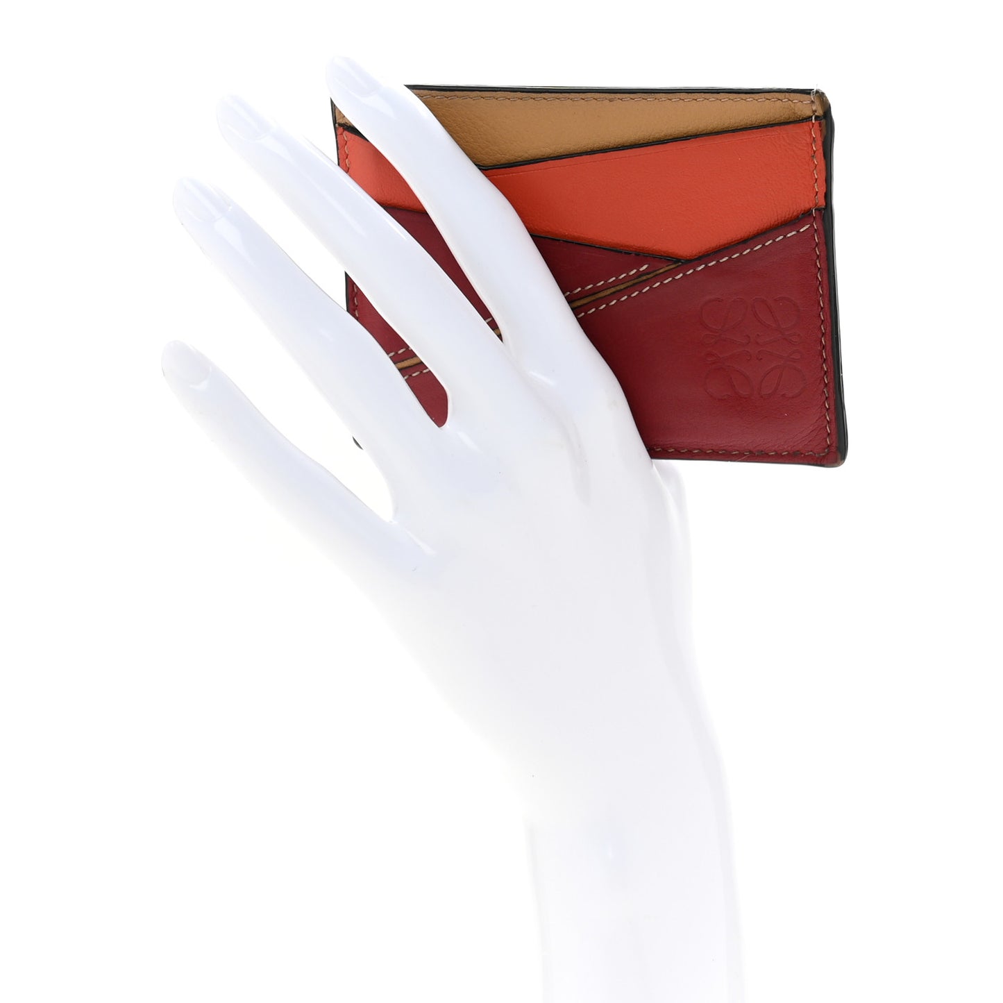 Calfskin Puzzle Colorblock Card Holder Multicolor
