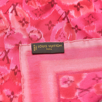 Louis Vuitton Silk Monogram Ikat Summer Square Scarf Rose Indien 4 of 4