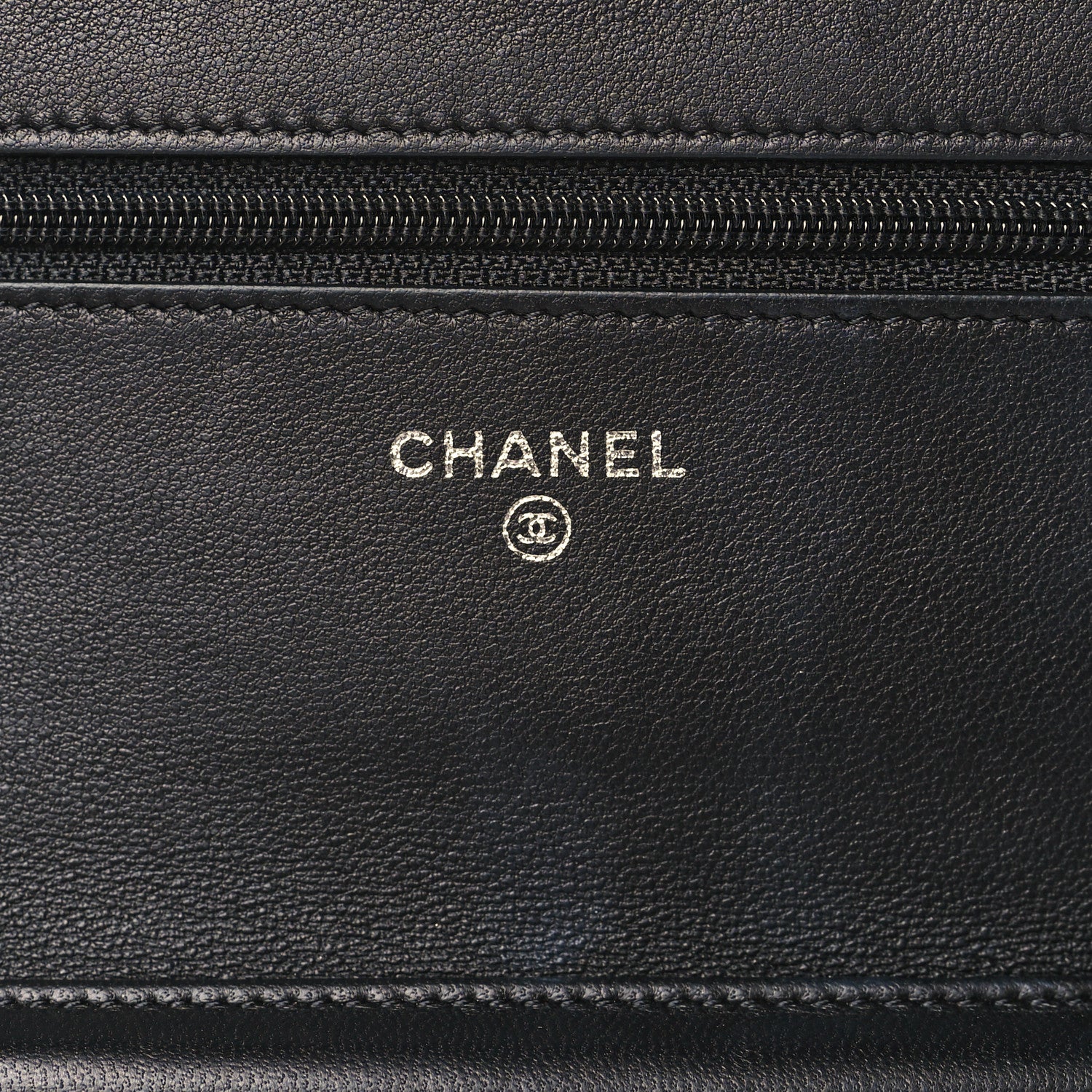 Chanel Lambskin Camellia Embossed Wallet on Chain WOC Black 6 of 10