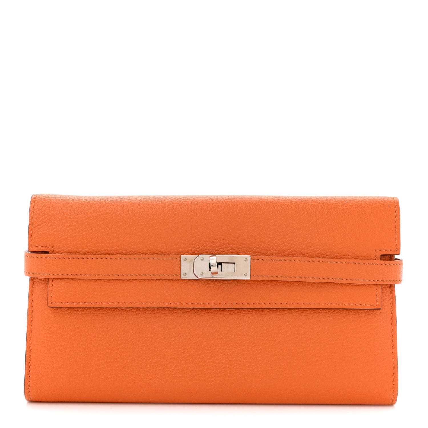 Hermes Chevre Mysore Kelly Longue Wallet Orange 1 of 7
