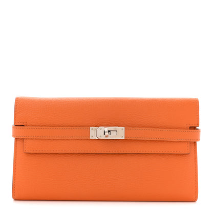 Hermes Chevre Mysore Kelly Longue Wallet Orange 1 of 7