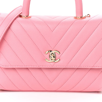 Chanel Caviar Chevron Quilted Mini Coco Handle Flap Pink 8 of 10
