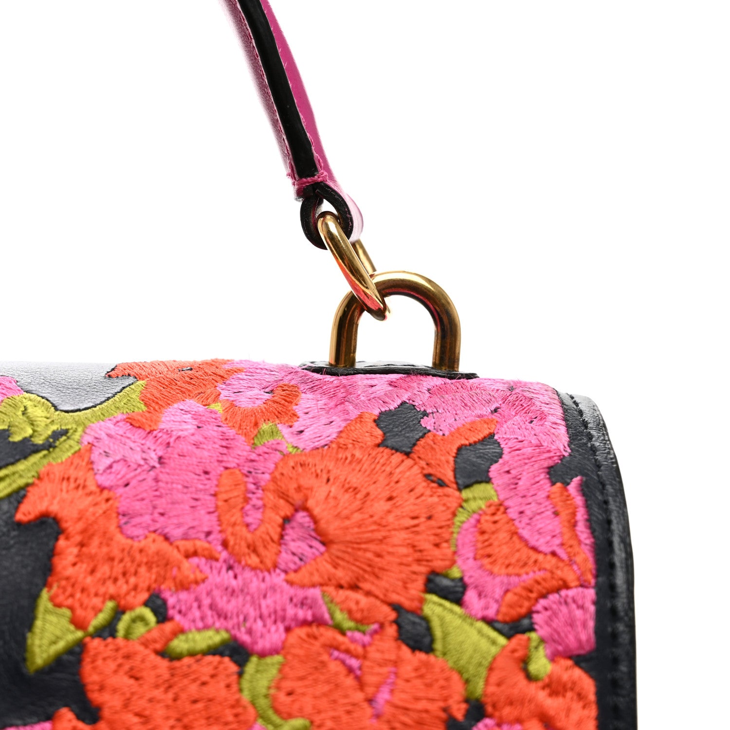 Mulberry Smooth Calfskin Embroidered Floral Harlow Satchel Navy Multicolor 13 of 14