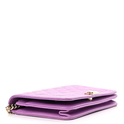 Chanel Caviar Quilted Boy Wallet On Chain WOC Purple 4 of 14