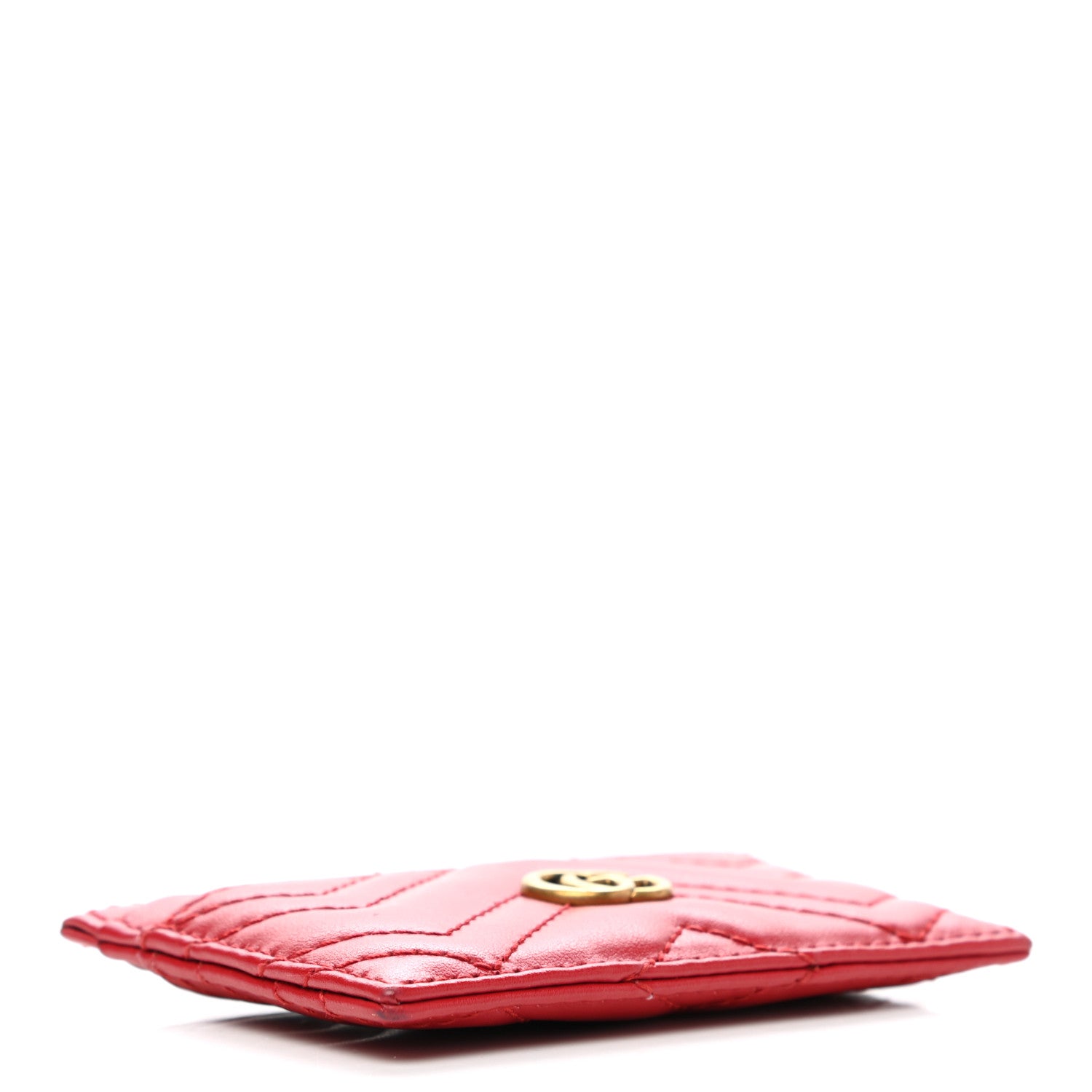 Gucci Calfskin Matelasse GG Marmont Card Holder Hibiscus Red 4 of 7
