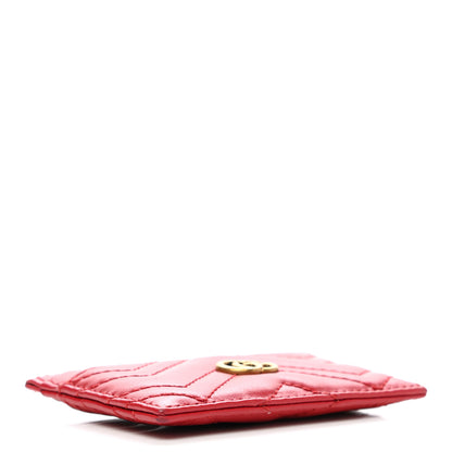Gucci Calfskin Matelasse GG Marmont Card Holder Hibiscus Red 4 of 7