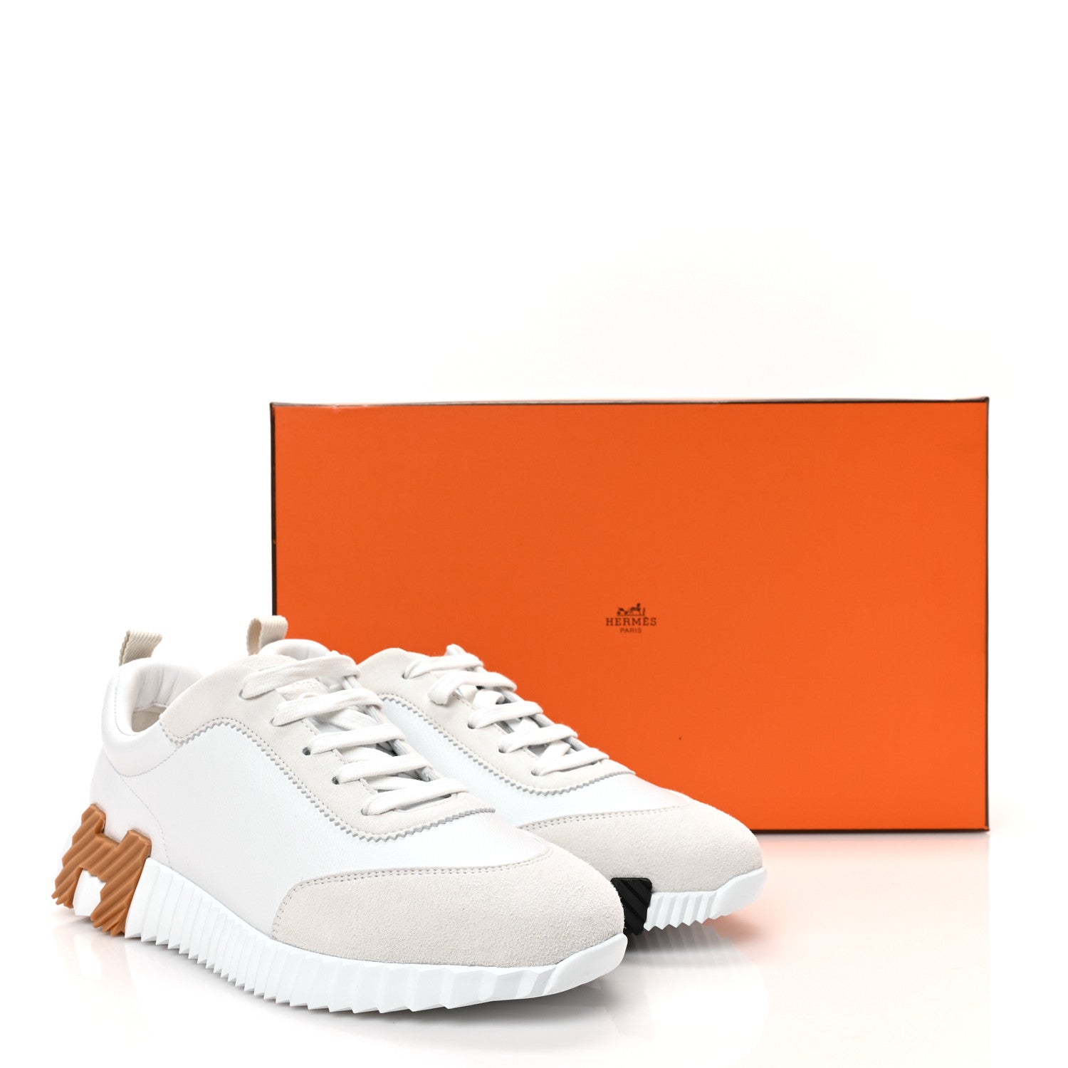 Hermes Calfskin Suede Goatskin Bouncing Sneakers 39 White 8 of 8