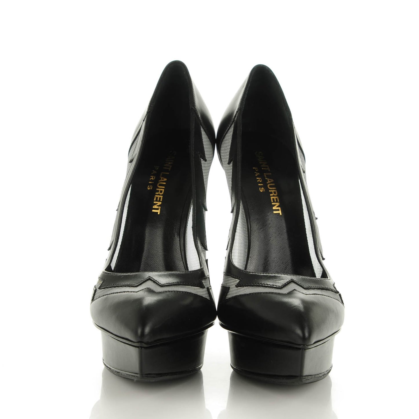 Calfskin Mesh Janis Flash 105 Platform Pumps 35.5 Nero Argento