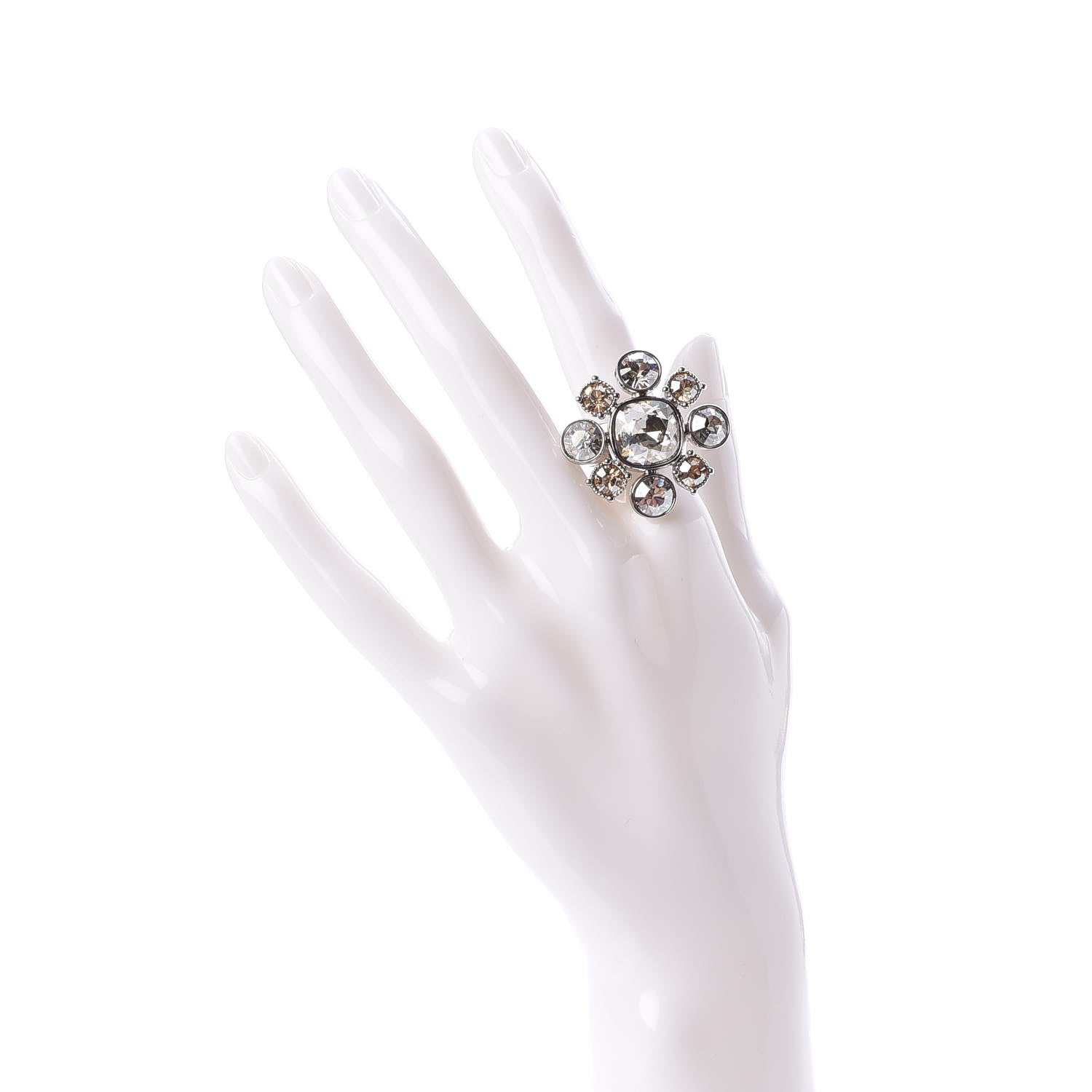 Chanel Crystal CC Ring 7 Silver 2 of 4