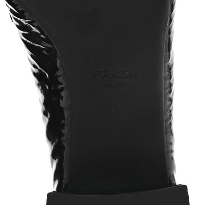 Prada Naplak Metal Triangle Logo 30mm Loafer Pumps 38 Black 7 of 9