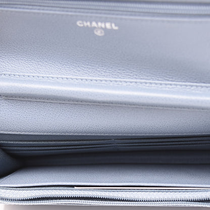 Chanel Grained Calfskin Quilted CC Box Wallet On Chain WOC Blue 4 of 10