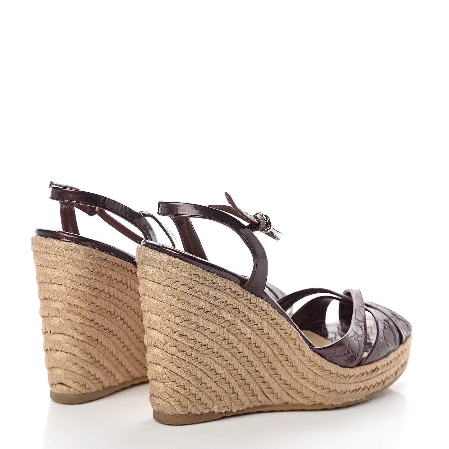 Patent Microguccissima Penelope Espadrille Wedge Sandals 38 Purple