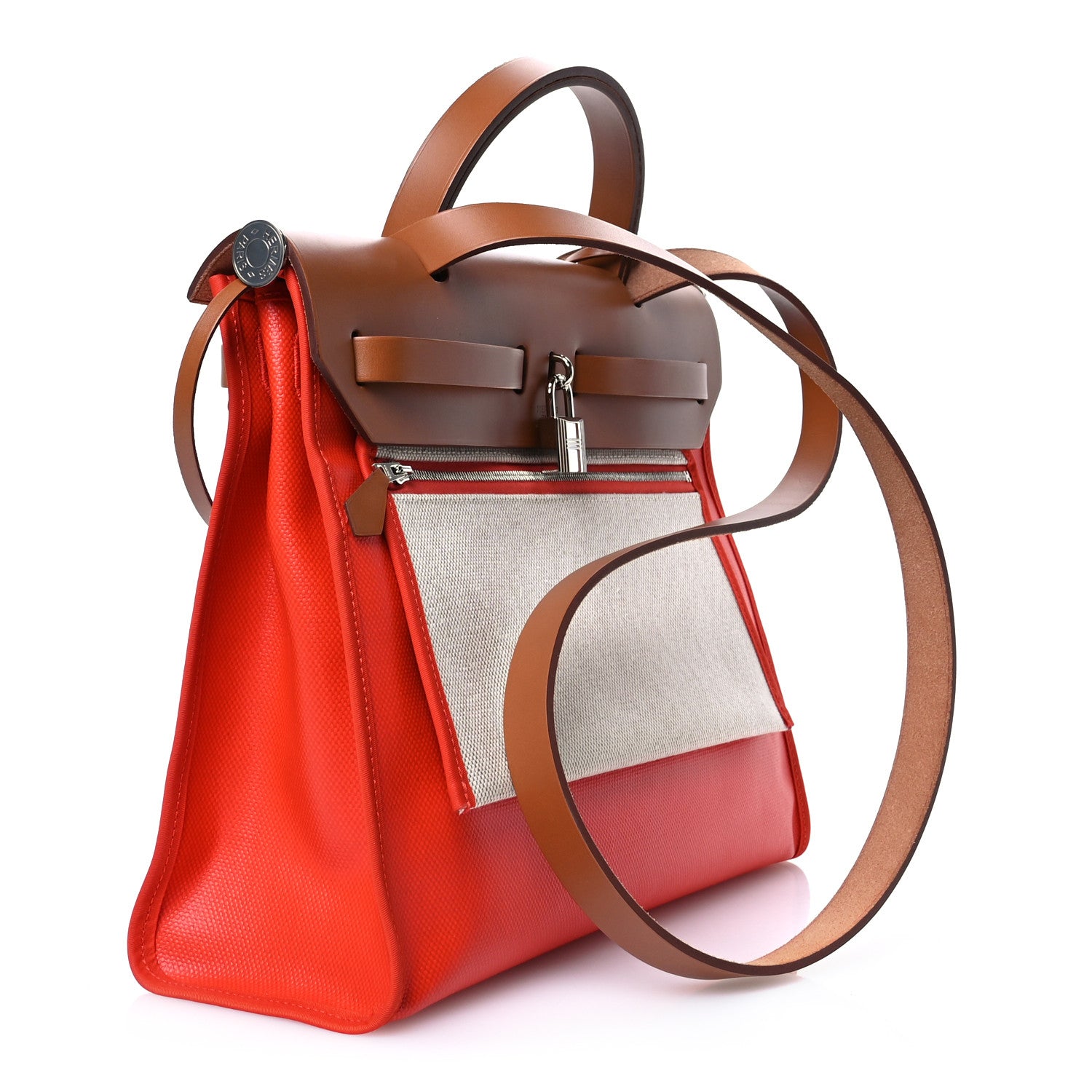 Hermes Toile H Berline Vache Hunter Herbag Zip 31 PM Capucine Fauve 4 of 11
