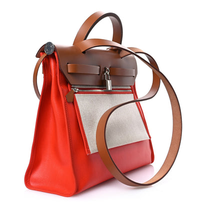 Hermes Toile H Berline Vache Hunter Herbag Zip 31 PM Capucine Fauve 4 of 11