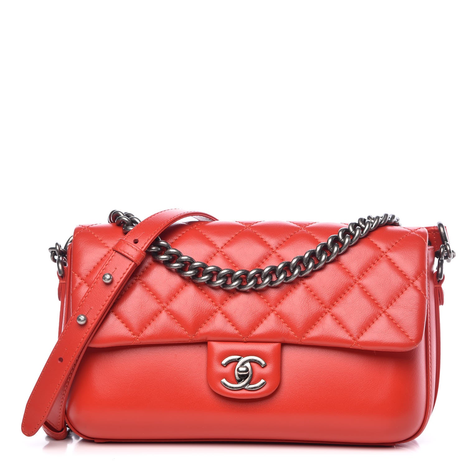 Chanel Calfskin Quilted Large Rock My Shoulder Flap Red 1 of 8