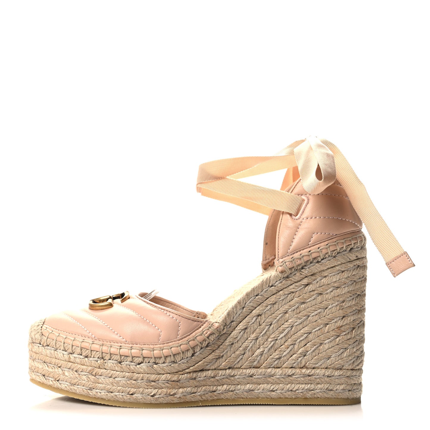 Nappa Matelasse GG Marmont Ankle Wrap Platform 35/120mm Espadrille Wedges 41 Skin Rose