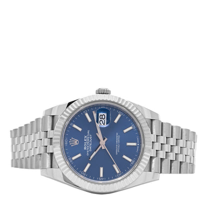 Rolex Stainless Steel 18K White Gold 41mm Oyster Perpetual Datejust Watch Bright Blue 126334 2 of 5