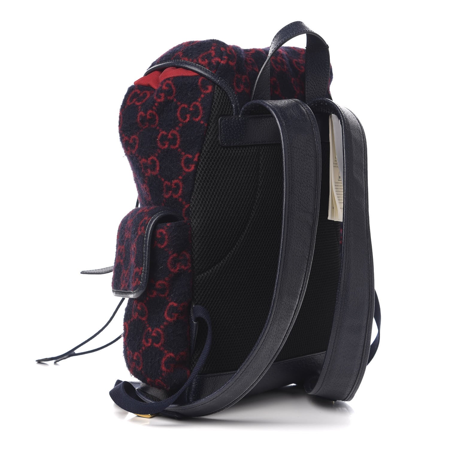 Gucci Covered Wool GG Monogram Small Double Buckle Backpack Navy Red 2 of 9