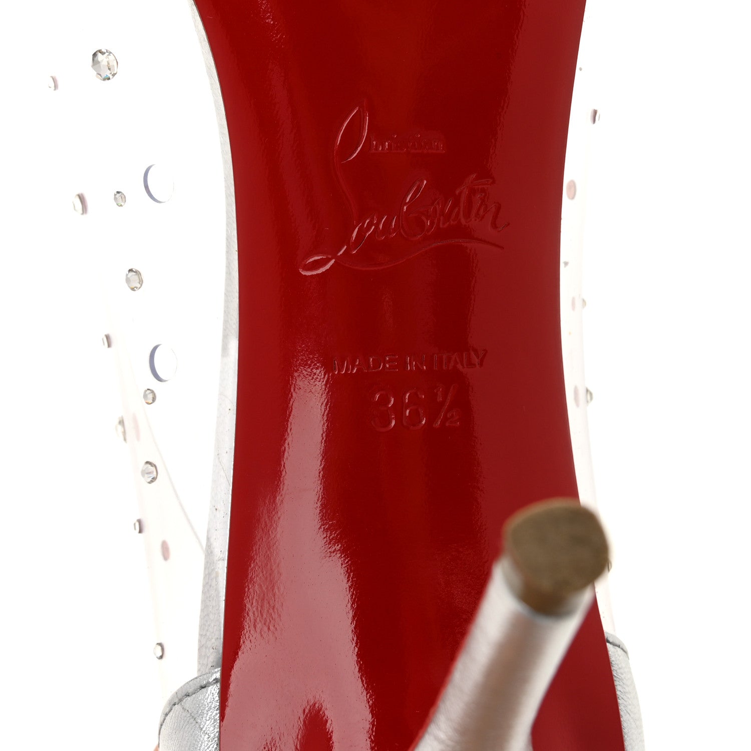 Christian Louboutin PVC Jelly Strass Nappa Laminata 80 Pumps 36.5 Crystal Silver 8 of 9