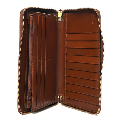 Gucci GG Supreme Monogram Cuoio Toscano Zip Around Organizer Wallet Beige Ebony Cuir 5 of 10