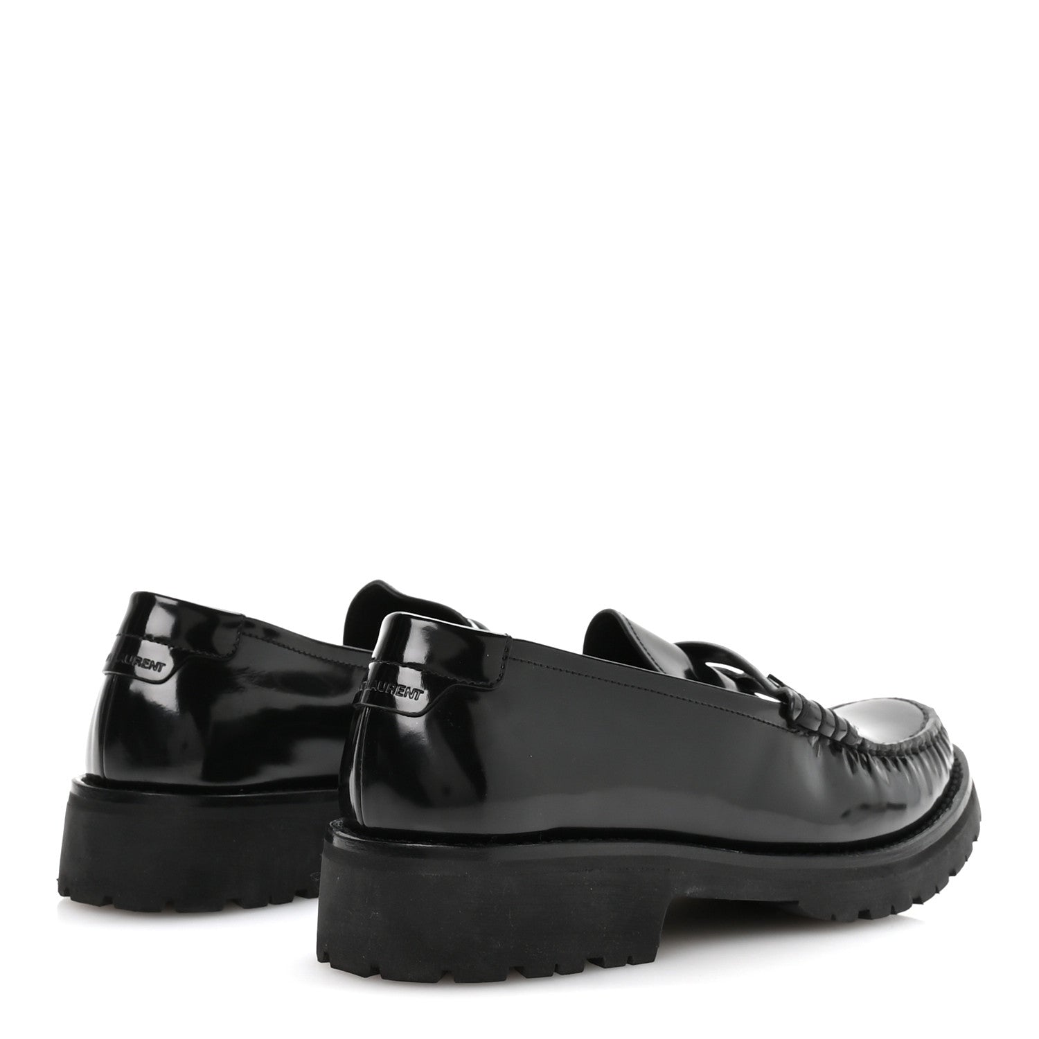 Saint Laurent Glazed Calfskin Le Loafer 15 Penny Slippers 39 Black 5 of 8