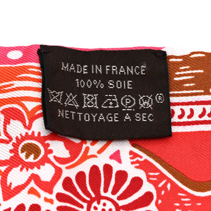 Hermes Silk Bingata Twilly Fuchsia Corail Brun 4 of 5