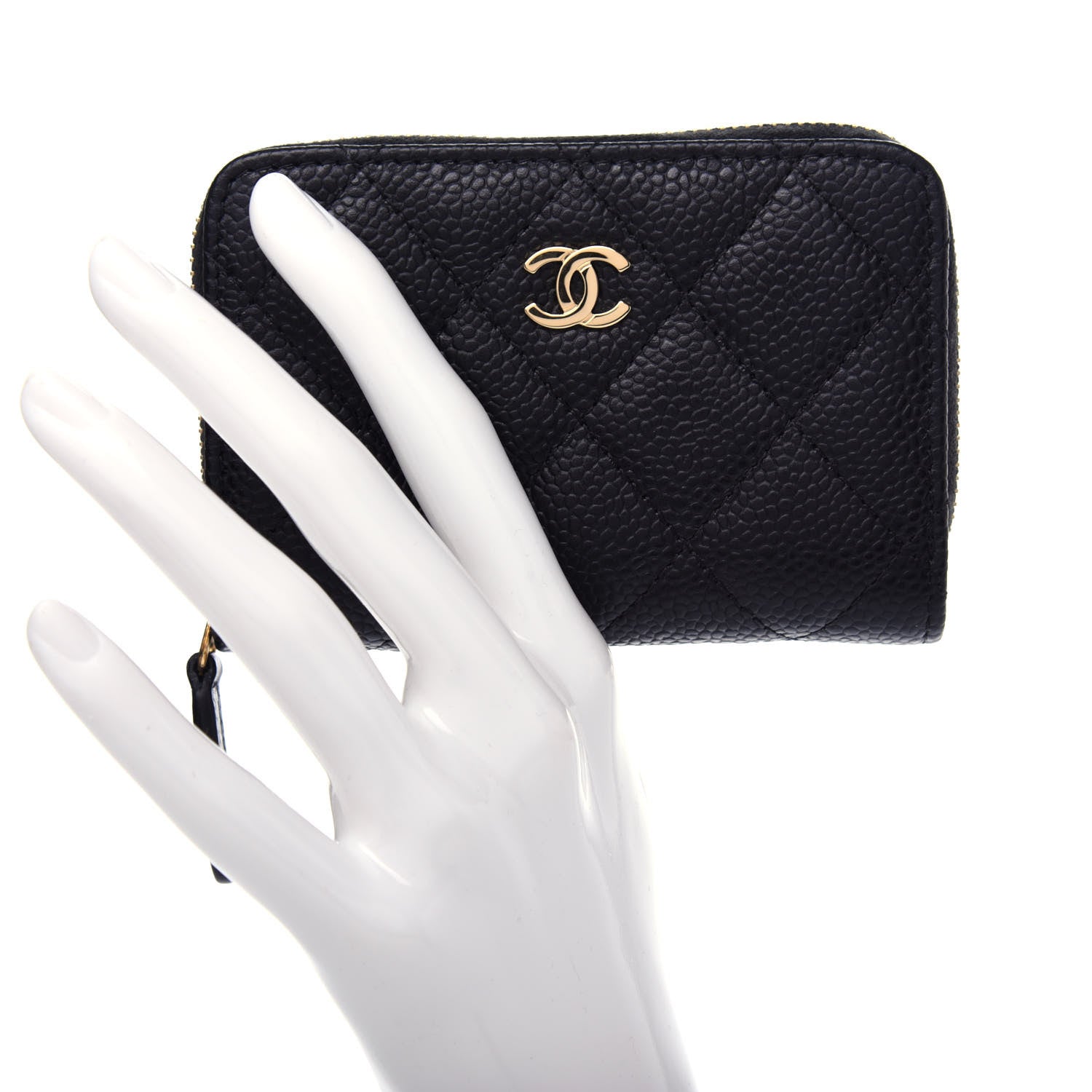Chanel Caviar Quilted Zip Coin Purse Black 2 of 8