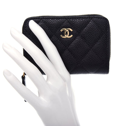 Chanel Caviar Quilted Zip Coin Purse Black 2 of 8