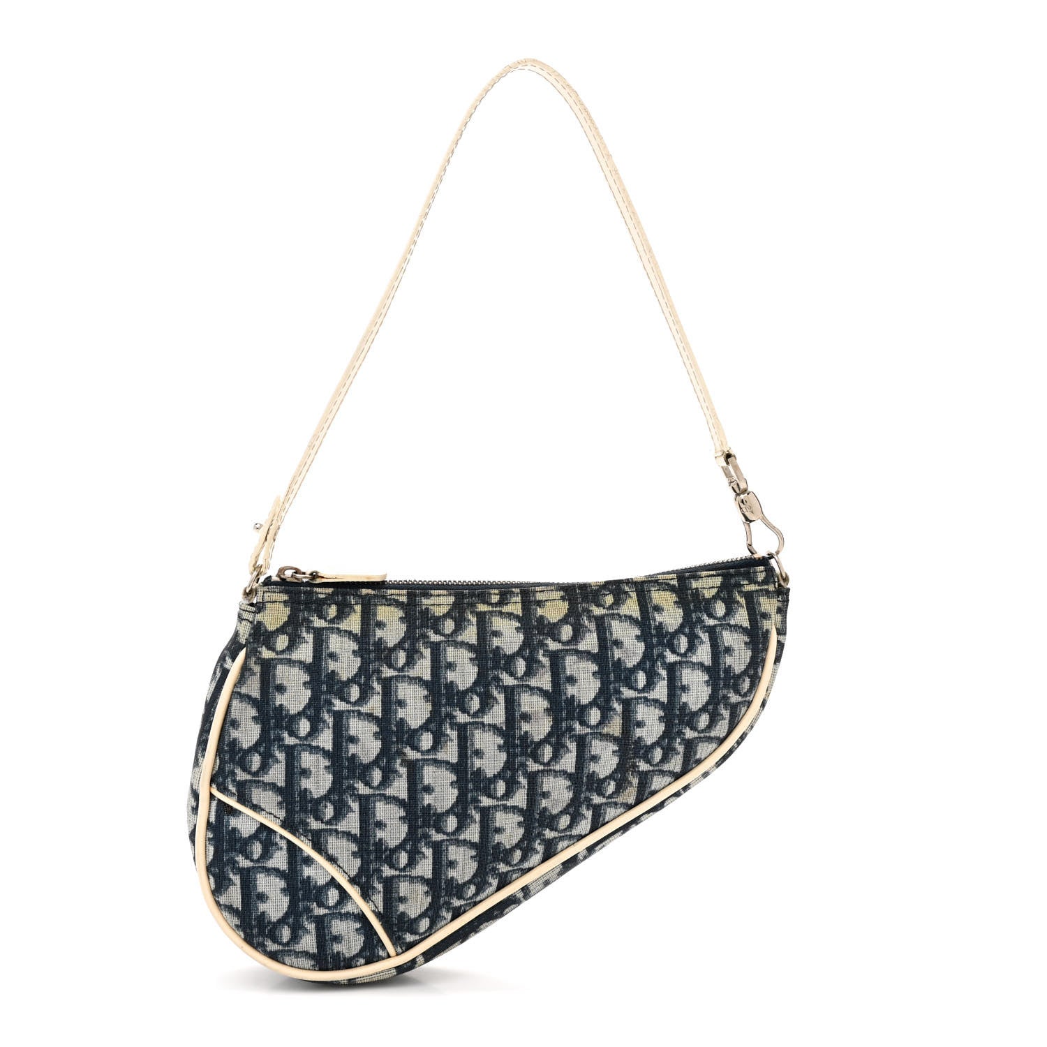 Christian Dior Monogram Mini Saddle Pochette White Blue 1 of 19