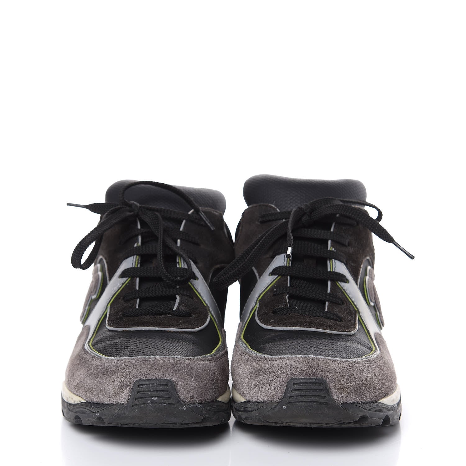 Chanel Suede Calfskin CC Sneakers 39 Black Grey 2 of 11