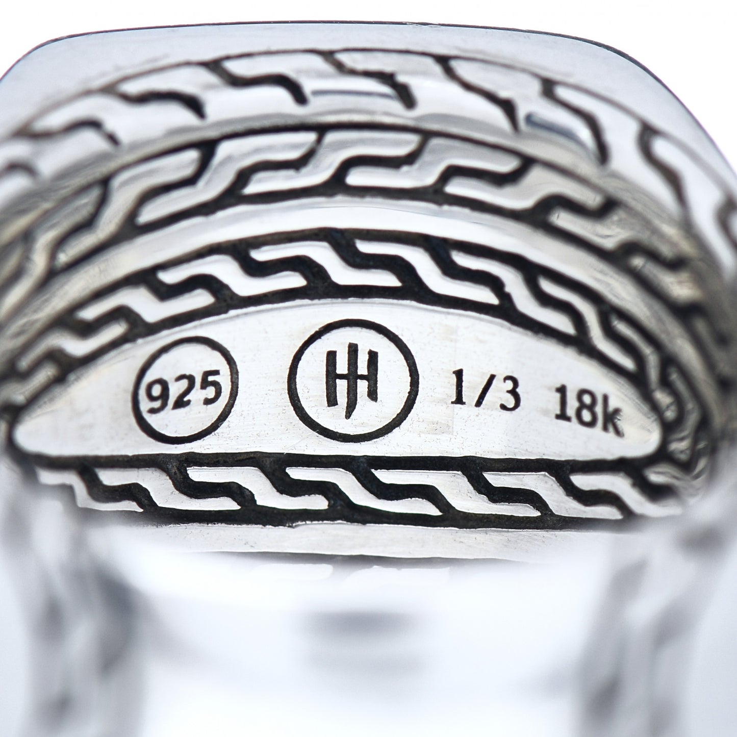 Sterling Silver 18K Yellow Gold Hammered Signet Ring 62 10