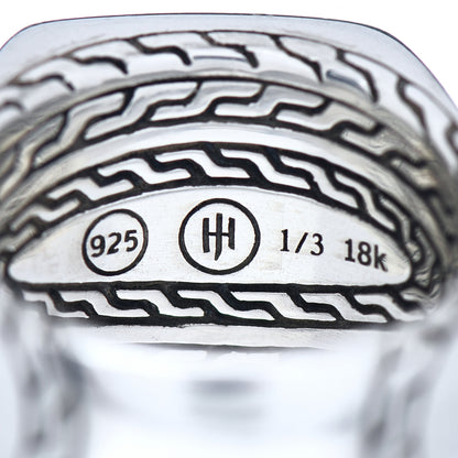 John Hardy Sterling Silver 18K Yellow Gold Hammered Signet Ring 62 10 5 of 5