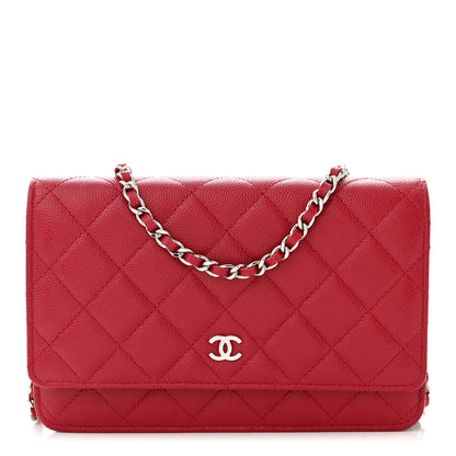 Chanel Caviar Quilted Wallet on Chain WOC Dark Red 1 of 12