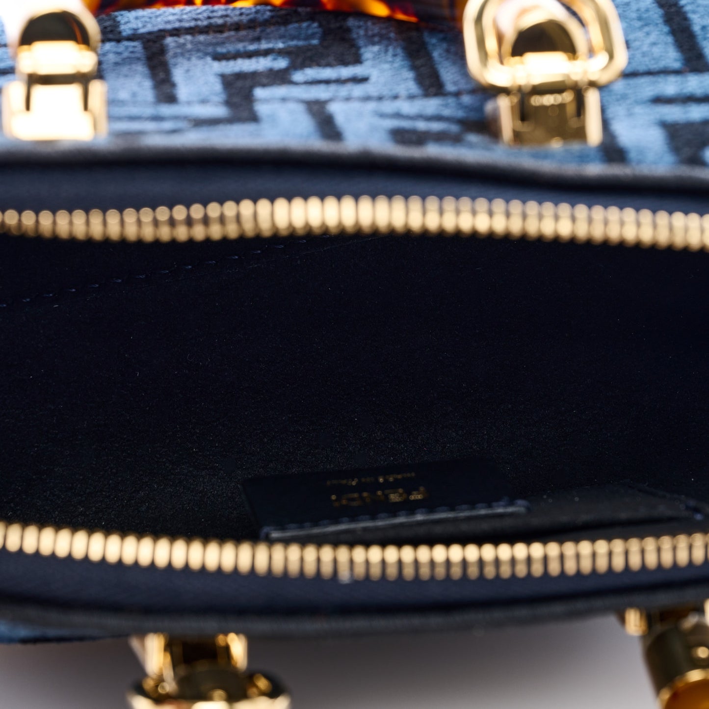 Chenille Vitello King Plexiglass FF Mini By The Way Top Handle Boston Bag Blue Black