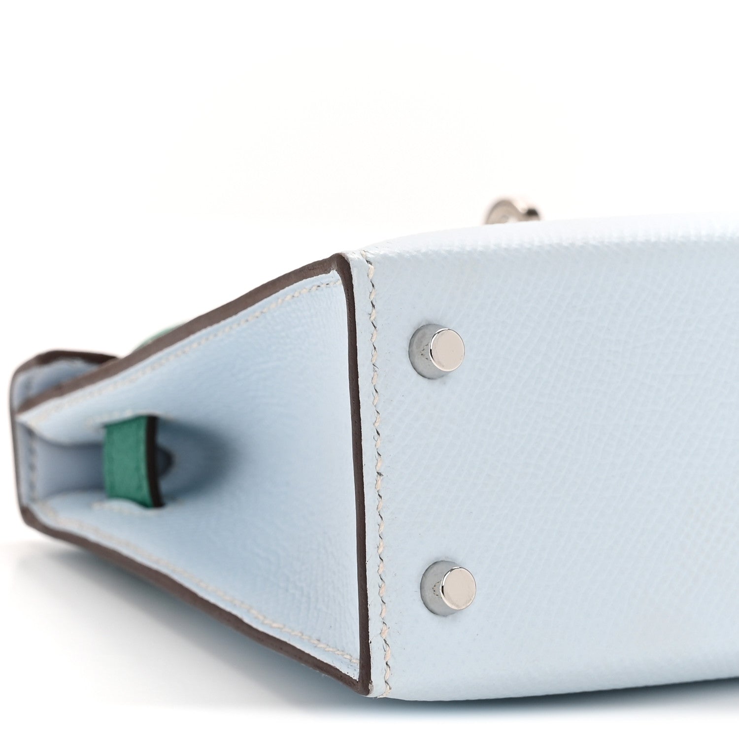 Hermes Epsom Mini Kelly Sellier 20 Bleu Brume Vert Jade Gold 9 of 13