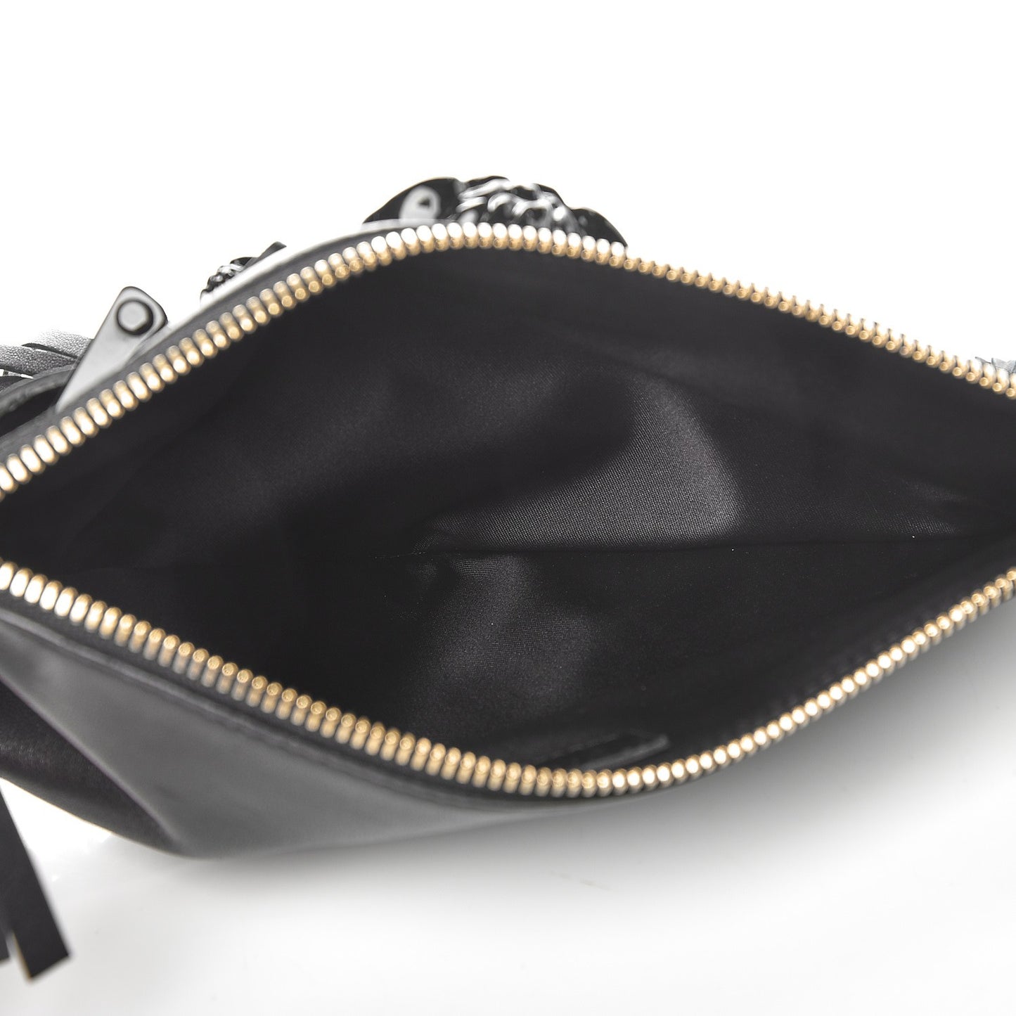 Calfskin Palazzo Fringe Crossbody Bag Black