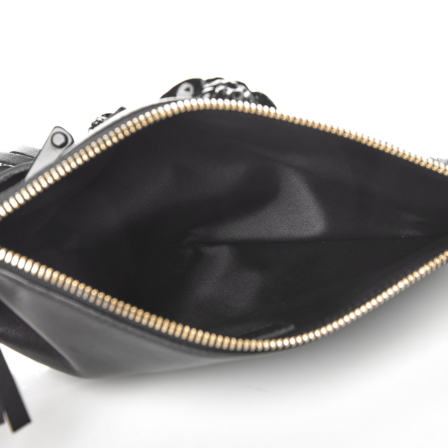 Versace Calfskin Palazzo Fringe Crossbody Bag Black 4 of 8