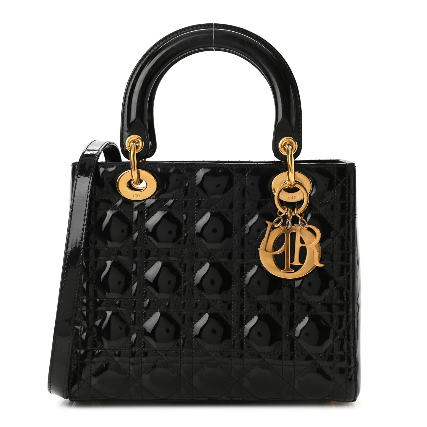 Patent Cannage Medium Lady Dior Black