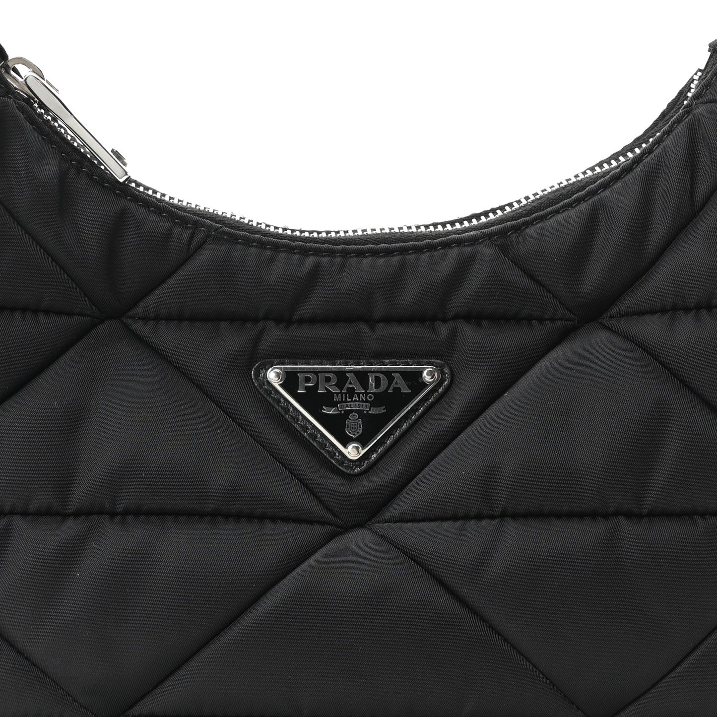 Re-Nylon Triangle Padded Patchwork Shoulder Bag Black