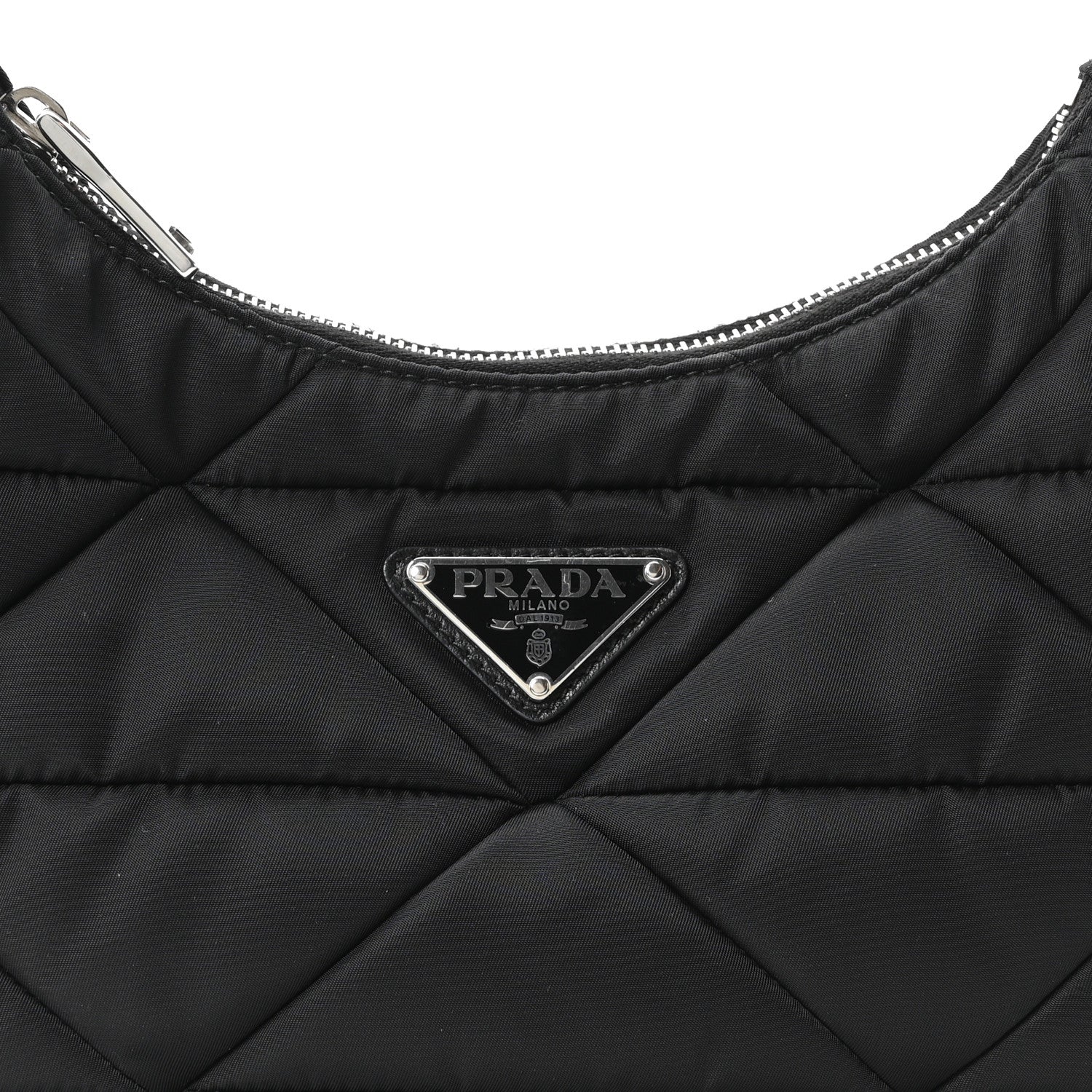 Prada Re-Nylon Triangle Padded Patchwork Shoulder Bag Black 8 of 10