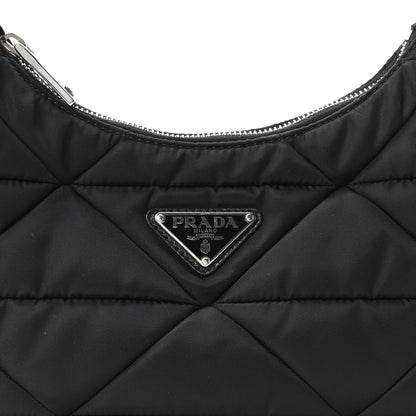 Prada Re-Nylon Triangle Padded Patchwork Shoulder Bag Black 8 of 10