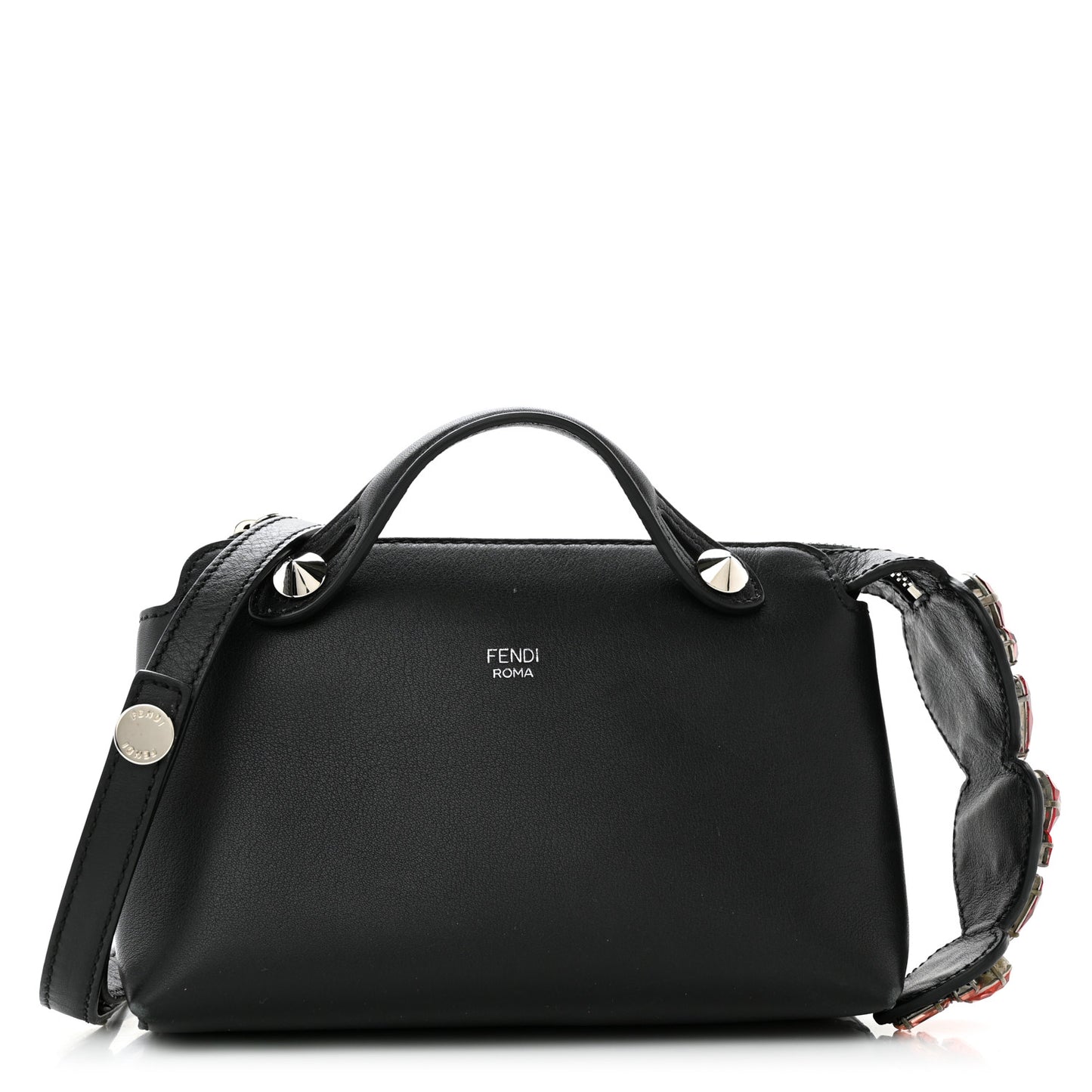 Vitello Dolce Crystal Heart Croc Tail Mini By The Way Boston Bag Black Rosso