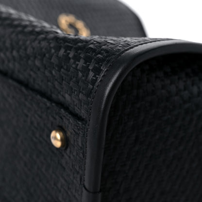 Chanel Straw Raffia Calfskin Chain Small Deauville Tote Black 9 of 12