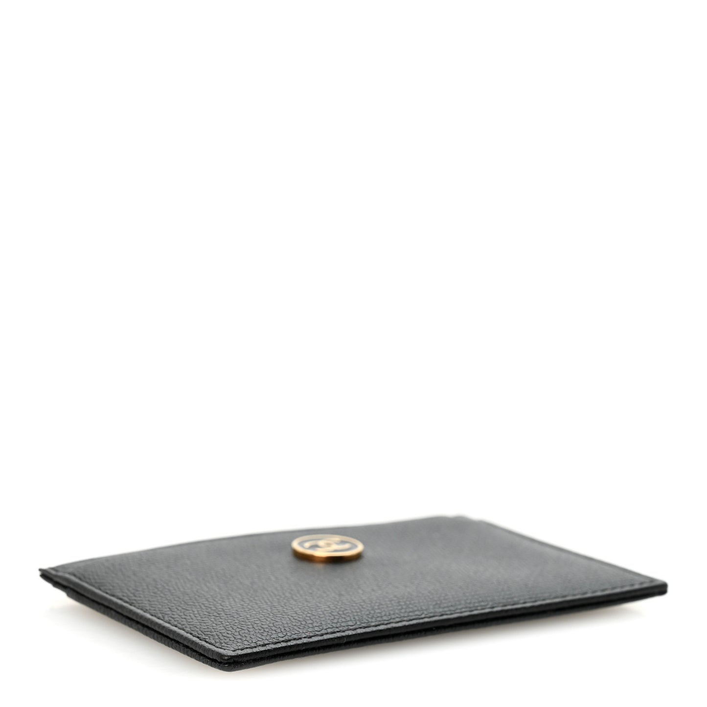 Calfskin Coco Button Card Holder Black