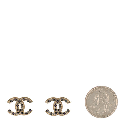 Chanel Crystal Pearl CC Earrings Gold Purple 2 of 5